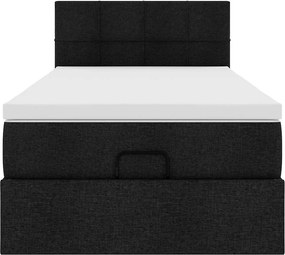 vidaXL Οθωμανικό κρεβάτι με στρώμα Μαύρο 100x200cm Ύφασμα