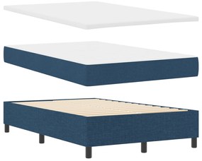 vidaXL Κρεβάτι  με Στρώμα & Πάγκο Μπλε 120x190 εκ. Υφασμάτινο