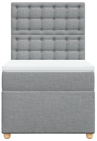 vidaXL Κρεβάτι Boxspring με Στρώμα Ανοιχτό Γκρι 90x200 εκ. Υφασμάτινο
