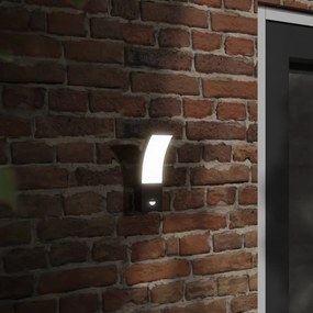 Φωτιστικά Τοίχου Εξ. Χώρου LED με Αισθ. 2 τεμ Μαύρα Χυτό Αλουμ. - Μαύρο