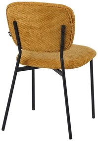 Καρέκλα Cathair με ύφασμα μπουκλέ μουσταρδί και μαύρα μεταλλικά πόδια 48x53x82 εκ. 4αδα 48x53x82 εκ.