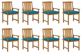3078197 vidaXL Καρέκλες Κήπου 8 τεμ. από Μασίφ Ξύλο Ακακίας με Μαξιλάρια Μπλε, 1 Τεμάχιο