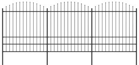 vidaXL Κάγκελα Περίφραξης με Λόγχες Μαύρα (1,75-2) x 5,1 μ. Ατσάλινα