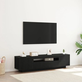 vidaXL Κάδος τηλεόρασης με LED φώτα, Μαύρο Δρυς, 160x35x40 εκ., από επεξεργασμένο ξύλο