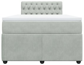 Κρεβάτι Boxspring με Στρώμα Ανοιχτό Γκρι 120x190 εκ. Βελούδινο - Γκρι