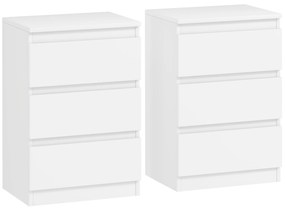 HOMCOM Νυχτερινό Τραπεζάκι, Σετ 2 Τραπεζιών Κομοδίνου με 3 Συρτάρια, Νυχτικό, Κομοδίνο για Υπνοδωμάτιο, Σαλόνι, 40 x 30 x 59,5 cm, Λευκό