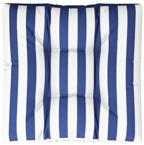 vidaXL Μαξιλάρι Παλέτας Μπλε & Λευκό Ριγέ 70 x 70 x 12 εκ. Υφασμάτινο