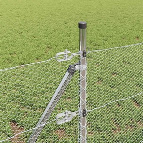 vidaXL Εξωτερική έδρανη με εξάγωνο στήριγμα 100 x 0,8 μ Ασημί Δίχτυ