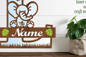 Intra απο ξύλο plywood Χρώμα wenge 3mm-4mm πάχος - Μονόγραμμα με κεφαλαίο ελέφαντα Γράμμα L Δίασταση 30x20 cm INTRAFABR-97978518