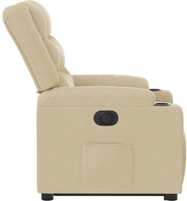 vidaXL Πολυθρόνα Ηλεκ. Ανακλινόμενη με Ανύψωση Κρεμ Υφασμάτινη