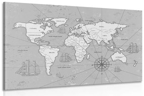 Εικόνα ενδιαφέροντος ασπρόμαυρου χάρτη του κόσμου - 90x60