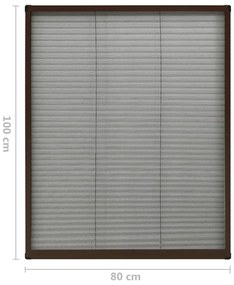 vidaXL Σήτα Παραθύρου Πλισέ Καφέ 80 x 100 εκ. από Αλουμίνιο