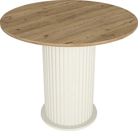Τραπέζι Bohema Megapap χρώμα ivory - sepet oak Ø90x77,7εκ.