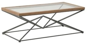 Coffee table Cena Inart black-natural metal-glass-wood 121x61x45cm 121x61x45 εκ.