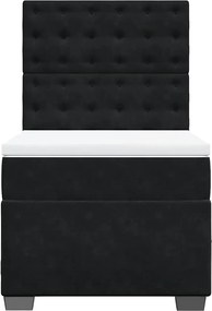 vidaXL Κρεβάτι Boxspring με Στρώμα Μαύρο 80 x 200 εκ. Βελούδινο