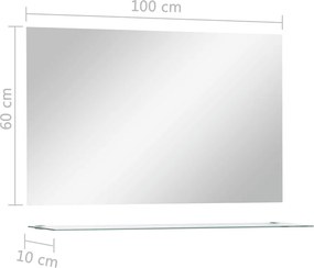 vidaXL Καθρέφτης Τοίχου με Ράφι 100 x 60 εκ. από Ψημένο Γυαλί