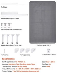 VEVOR Elevated Dog Bed for Large Dog Portable Raised Dog Cot with Teslin Mesh XL