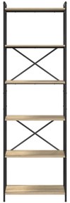 vidaXL Βιβλιοθήκη Sonoma Δρυς 60 x 30 x 188 εκ MDF και Χάλυβας