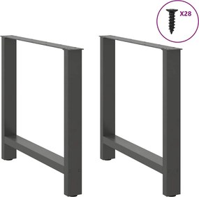 vidaXL Πόδια Τραπεζαρίας Ανθρακί 2 τεμ. 80x(72-73) εκ. Ατσάλι