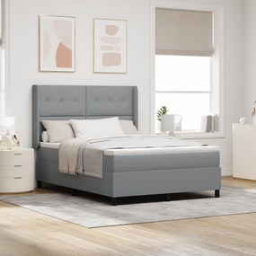vidaXL Κρεβάτι Box Spring με Στρώμα Ανοιχτό Γκρι 140x200 εκ. Ύφασμα