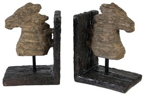 Artekko Bookends Καφέ Διακοσμητικοί Βιβλιοστάτες Ρητίνης με Άλογα (29.5x10.2x19.3)cm 2pcs Artekko 74759