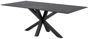 Τραπέζι Oakland 505, Γκρι, Μαύρο, 76x100x200cm, 78 kg, Επεξεργασμένο γυαλί, Κεραμικός, Μέταλλο | Epipla1.gr
