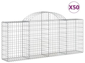 vidaXL Συρματοκιβώτια Τοξωτά 50 τεμ. 200x30x80/100 εκ. Γαλβαν. Ατσάλι