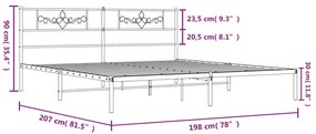 Πλαίσιο Κρεβατιού με Κεφαλάρι Μαύρο 193 x 203 εκ. Μεταλλικό - Μαύρο