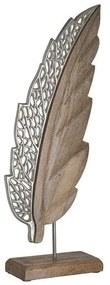 Διακοσμητικό Επιτραπέζιο 3-70-357-0149 Φτερό 24X8X44 Silver-Natural Inart Μέταλλο,Ξύλο