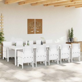 vidaXL Σέτ φαγητού για κήπο 11 pcs Λευκό Ράτταν και Χάλυβας