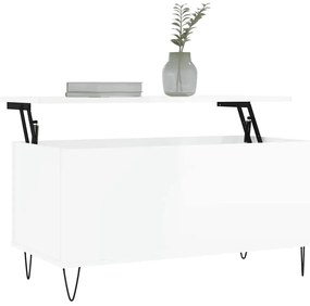 vidaXL Τραπεζάκι Σαλονιού Γυαλ. Λευκό 90x44,5x45 εκ. Επεξεργ. Ξύλο