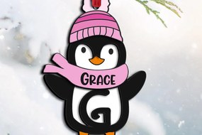 Σετ των 3 Intra απο ξύλο plywood 3mm-4mm πάχος Χριστουγεννιάτικο Penguin Letter G Στολίδι Δίασταση 8x8 cm INTRAFABR-109459830