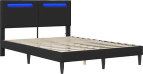 vidaXL Σκελετός Κρεβατιού με κεφαλάρι Μαύρο 140 x 200 cm Τεχνητό Δέρμα