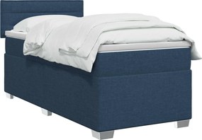 vidaXL Κρεβάτι Box Spring με Στρώμα και LED Μπλε 100 x 200 cm Ύφασμα
