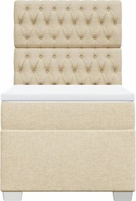 vidaXL Κρεβάτι Boxspring με Στρώμα Κρεμ 90x190 εκ.Υφασμάτινο