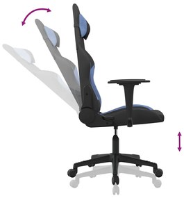 vidaXL Καρέκλα Gaming Μαύρη και Μπλε Υφασμάτινη