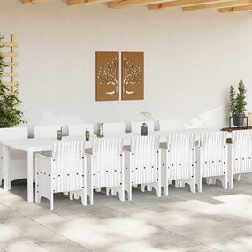 vidaXL Σέτ φαγητού για κήπο 13 pcs Λευκό Rattan Polt