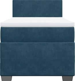 vidaXL Κρεβάτι Boxspring με Στρώμα Μπλε 100x200 εκ. Βελούδινο