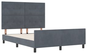 vidaXL Κρεβάτι Σκελετός Σκούρο Γκρι 140x200 εκ Βελούδο