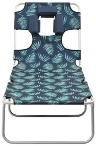 vidaXL Ξαπλώστρα Πτυσσόμενη Σχέδιο Φύλλων Ατσάλινη με Μαξιλάρι