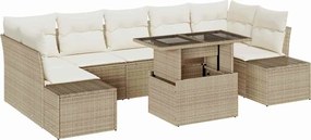 vidaXL Σετ Καναπέ Κήπου με μαξιλάρι 8 pcs Μπεζ και Κρέμα