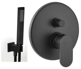 Armando Vicario Slim Black Matt Μίκτης Εντοιχισμού 2 Εξόδων με Εκτροπέα+Παροχή νερού Τετράγωνη