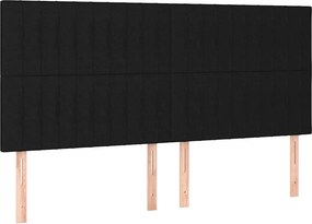 vidaXL Κρεβάτι Boxspring με Στρώμα Μαύρο 200x200 εκ. Υφασμάτινο