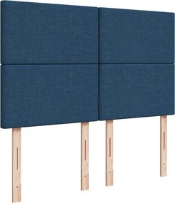 vidaXL Κρεβάτι Boxspring με Στρώμα Μπλε 140x200 εκ. Υφασμάτινο