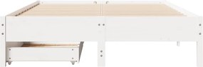 vidaXL Σκελετός Κρεβ. Χωρίς Στρώμα Λευκό 135x190 εκ Μασίφ Πεύκο