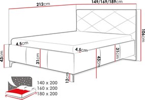 Επενδυμένο κρεβάτι Scarlett-Gkri-140 x 200 εκ.