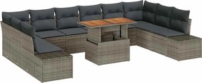 vidaXL Σετ Καναπέ Κήπου με μαξιλάρι 11 pcs Γκρι και Καφέ