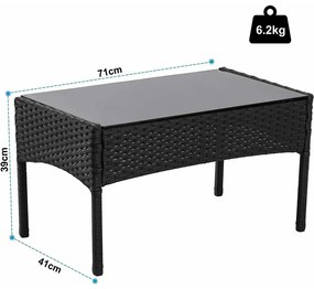 Σαλόνι κήπου Calma σετ 4τμχ rattan μαύρο-ύφασμα γκρι