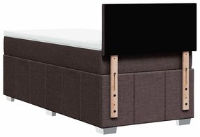 vidaXL Κρεβάτι Boxspring με Στρώμα Σκούρο Καφέ 90x200 εκ. Υφασμάτινο