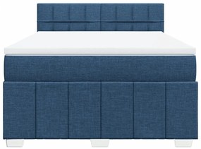 vidaXL Κρεβάτι Boxspring με Στρώμα Μπλε 140x190 εκ. Υφασμάτινο